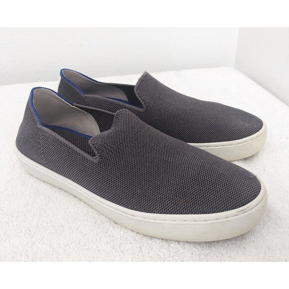 Rothy's THE SNEAKER Recycled Gray Knit Slip On Loafers 8.5 Blue Stripe - Picture 1 of 11
